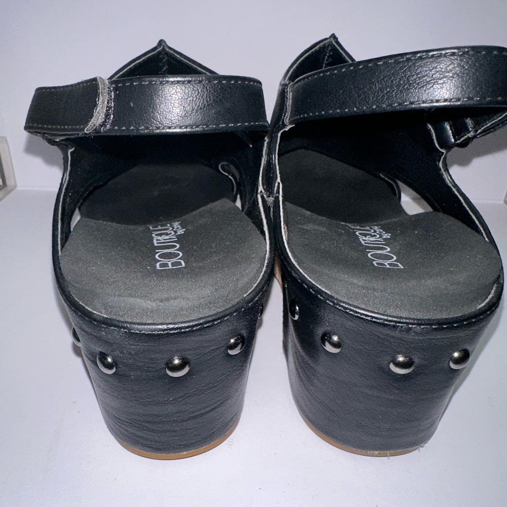 Boutique by Corkys- Black Leather Slingback Wedge Sandals - Picture 5 of 5